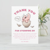 キュートなピンク恐竜の赤ちゃんシャワートリケラトプス サンキューカード (スタンド正面)