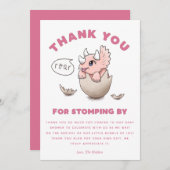 キュートなピンク恐竜の赤ちゃんシャワートリケラトプス サンキューカード (正面/裏面)