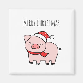 キュートなピンク豚メリークリスマスミニマリスト マグネット