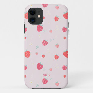 キュートなピンク&レッドのストロベリーモノグラム iPhone 11 ケース