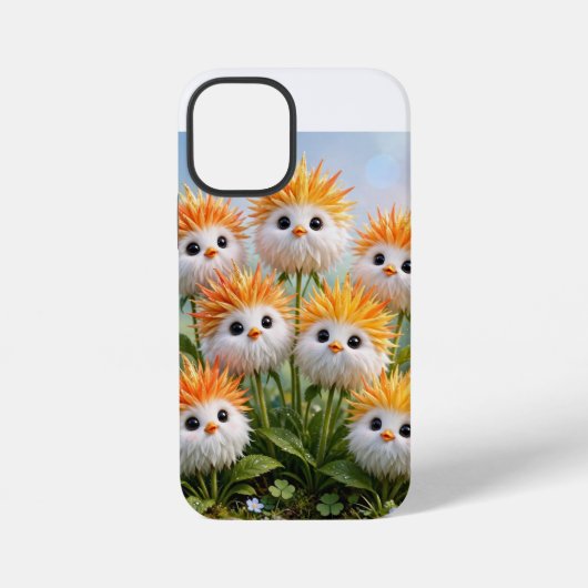 キュートなファンタジーヒヨコの花柄iPhone 12 Miniケース iPhoneケース (裏面)