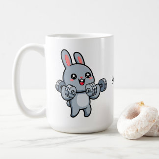 キュートなフィットネスうさぎのトレーニング キッズ コーヒーマグカップ