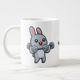キュートなフィットネスうさぎのトレーニング キッズ ジャンボコーヒーマグカップ