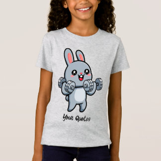 キュートなフィットネスうさぎのトレーニング キッズ Tシャツ