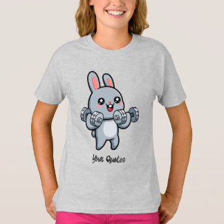 キュートなフィットネスうさぎのトレーニング キッズ Tシャツ