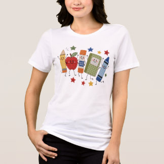 キュートなフェイクパッチのバックトゥスクールギフト トライブレンドTシャツ