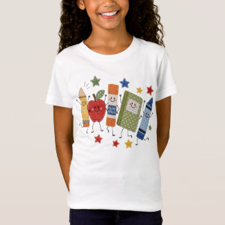 キュートなフェイクパッチのバックトゥスクールギフト Tシャツ
