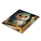 キュートなフクロウのアクリルとパレットナイフストローク タイル (側面)