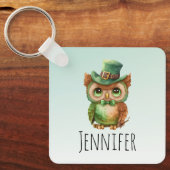 キュートなフクロウの帽子(緑) キーホルダー (正面)