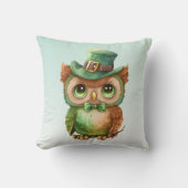 キュートなフクロウの帽子(緑) クッション (正面)