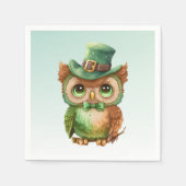 キュートなフクロウの帽子（緑） スタンダードカクテルナプキン (正面)