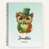 キュートなフクロウの帽子（緑） ノートブック (正面)