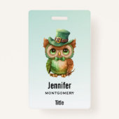 キュートなフクロウの帽子（緑） バッジ (裏面)