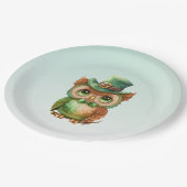 キュートなフクロウの帽子（緑） ペーパープレート (アングル)