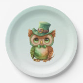 キュートなフクロウの帽子（緑） ペーパープレート (正面)