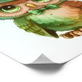 キュートなフクロウの帽子(緑) ポスター (角)