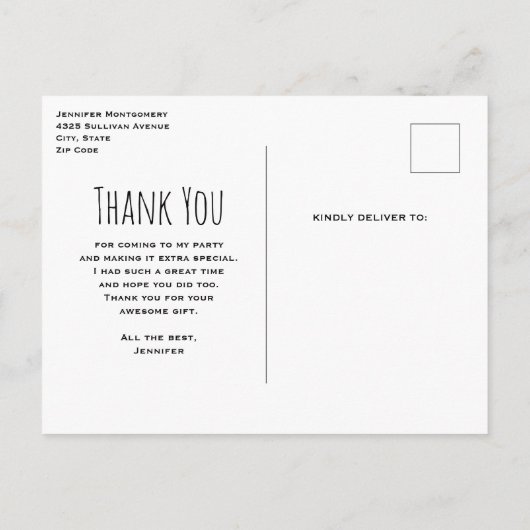 キュートなフクロウの帽子（緑） ポストカード (裏面)