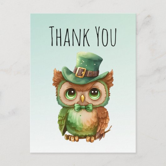 キュートなフクロウの帽子（緑） ポストカード (正面)