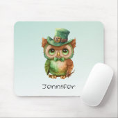 キュートなフクロウの帽子（緑） マウスパッド (マウス)