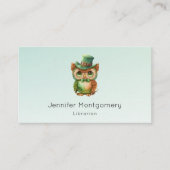 キュートなフクロウの帽子（緑） 名刺 (正面)