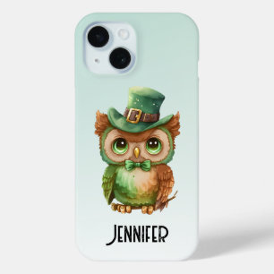 キュートなフクロウの帽子(緑) iPhone 15ケース