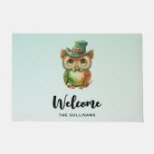 キュートなフクロウを歓迎 ドアマット (正面)