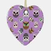 キュートなフクロウイラストレーション模様(紫) セラミックオーナメント (右)