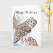 キュートなフクロウ誕生日カード カード (黄色い花)