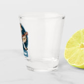 キュートなフクロウ転がロック&ギター付きマンガ歌手 ショットグラス (右)