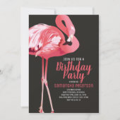 キュートなフラミンゴのトロピカルバースデーパーティー 招待状 (正面)