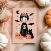 キュートなフリーダ・カーロのピンクのPasteloween ハッピー・ハロウィン カード