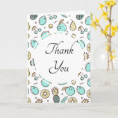 キュートなフルーツパタン夏をテーマにしたサンキュー カード (黄色い花)