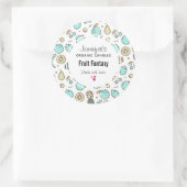 キュートなフルーツパターン夏をテーマにしたキャンドル/ソープ ラウンドシール (バッグ)