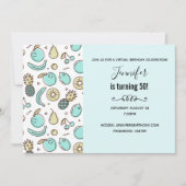 キュートなフルーツパターン夏をテーマにしたバーチャル誕生日 招待状 (正面)