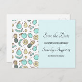 キュートなフルーツパターン夏をテーマにした インビテーションポストカード (正面/裏面)