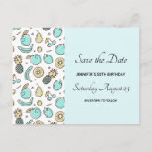 キュートなフルーツパターン夏をテーマにした インビテーションポストカード (正面)