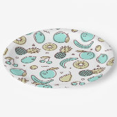 キュートなフルーツパターン夏をテーマにした ペーパープレート (アングル)