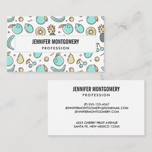 キュートなフルーツパターン夏をテーマにした 名刺 (正面/裏面)