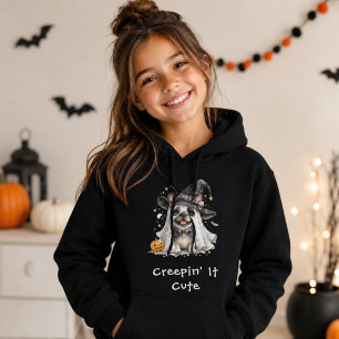 キュートなフレンチブルドッグのハロウィンウィッチのクリーピン パーカ