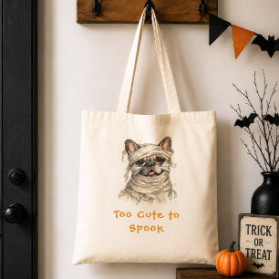 キュートなフレンチブルドッグのハロウィンミイラのぞっと トートバッグ