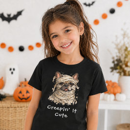 キュートなフレンチブルドッグのハロウィンミイラのクリーピン Tシャツ