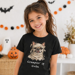 キュートなフレンチブルドッグのハロウィンミイラのクリーピン Tシャツ