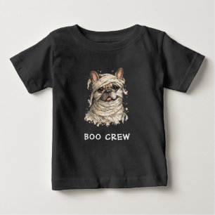 キュートなフレンチブルドッグのハロウィンミイラブー・クルー ベビーTシャツ