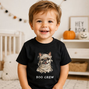 キュートなフレンチブルドッグのハロウィンミイラブー・クルー ベビーTシャツ