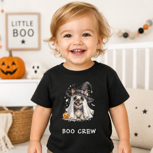 キュートなフレンチブルドッグのハロウィン魔女ブークルー ベビーTシャツ