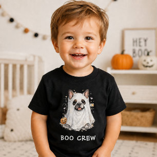 キュートなフレンチブルドッグのハロウィーンの幽霊 ブークルー ベビーTシャツ