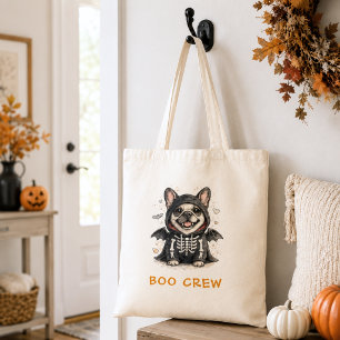キュートなフレンチブルドッグのハロウィーンスケルトン Boo Crew トートバッグ