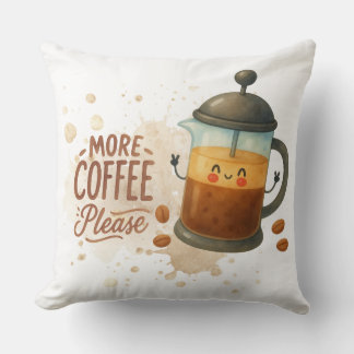 キュートなフレンチプレスコーヒーのスローピロー - More Coffe クッション