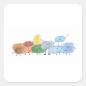 キュートなフワフワクリーチャー スクエアステッカー スクエアシール (正面)