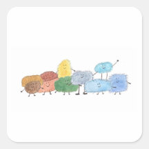 キュートなフワフワクリーチャー スクエアステッカー